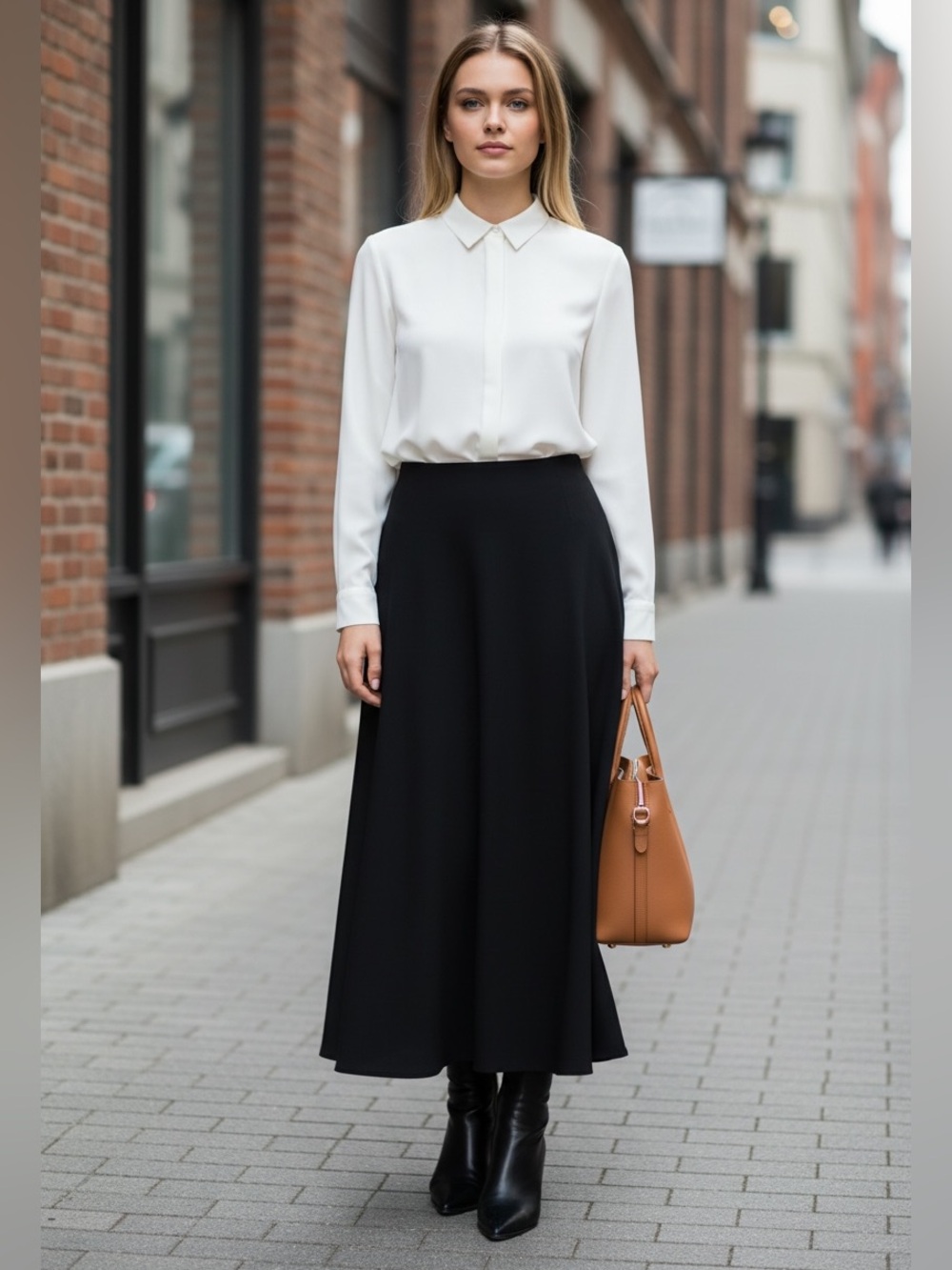 T Tahari Black Midi Skirt